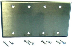 Cooper/Arrow Hart ANTIMICROBIAL 4-Gang Stainless Steel Blank Cover Wallplate Box Mount Cooper/Arrow Hart ANTIMICROBIAL 4-Gang Stainless Steel Blank Cover Wallplate Box Mount