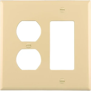 Cooper Wiring Devices PJ826V 2-Gang Combination Decorator GFCI Rocker Switch Duplex Receptacle Wall Plate, Unbreakable Polycarbonate, Mid-Size, Ivory Cooper Wiring Devices PJ826V 2-Gang Combination Decorator GFCI Rocker Switch Duplex Receptacle Wall Plate, Unbreakable Polycarbonate, Mid-Size, Ivory