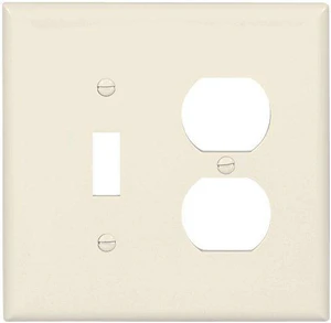 Cooper PJ18LA Light Almond Mid-Size Unbreakable Two Gang One Toggle Switch One Duplex Outlet Wall Plate Cooper PJ18LA Light Almond Mid-Size Unbreakable Two Gang One Toggle Switch One Duplex Outlet Wall Plate