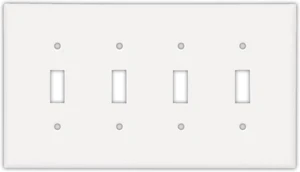 Cooper PJ4W White Mid-Size Unbreakable Four Gang Toggle Light Switch Wall Plate Cooper PJ4W White Mid-Size Unbreakable Four Gang Toggle Light Switch Wall Plate