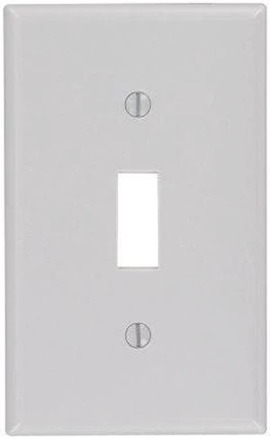 Leviton 1-Gang Toggle Light Switch Wall Plate, Thermoset Plastic, Device Mount, Standard Size, 87001, Gray Leviton 1-Gang Toggle Light Switch Wall Plate, Thermoset Plastic, Device Mount, Standard Size, 87001, Gray