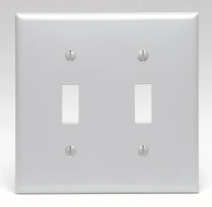 Leviton 2-Gang Toggle Light Switch Wall Plate, Unbreakable Thermoplastic Cover, Standard Size, 80709-GY, Gray Leviton 2-Gang Toggle Light Switch Wall Plate, Unbreakable Thermoplastic Cover, Standard Size, 80709-GY, Gray