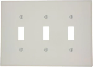 Leviton 3-Gang Toggle Light Switch Wall Plate, Midway Size Cover, Thermoset Plastic, 80511-A, Almond Leviton 3-Gang Toggle Light Switch Wall Plate, Midway Size Cover, Thermoset Plastic, 80511-A, Almond