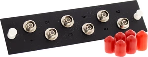 Leviton 5F100-6ZF Mounting Plate With 6 Fiber Optic Duplex FC Couplings and Zirconia Ceramic Sleeves Leviton 5F100-6ZF Mounting Plate With 6 Fiber Optic Duplex FC Couplings and Zirconia Ceramic Sleeves