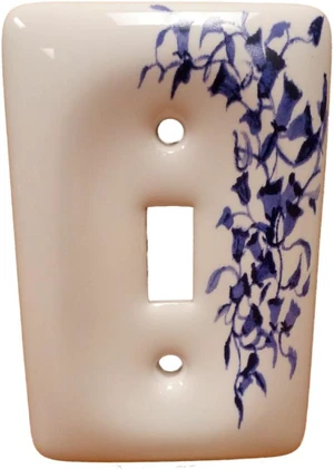 Leviton Blue Flower Porcelain Switch Cover Wallplate Switchplate 89501-BL Leviton Blue Flower Porcelain Switch Cover Wallplate Switchplate 89501-BL