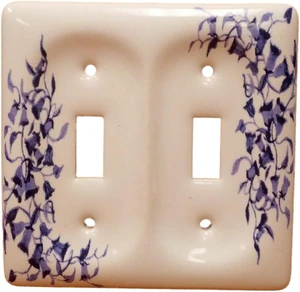 Leviton 89509-BL 2-Gang Porcelain Toggle Switch Wallplate Switchplate, Blue Vine Pattern Leviton 89509-BL 2-Gang Porcelain Toggle Switch Wallplate Switchplate, Blue Vine Pattern