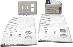 Cooper Wiring Devices PJ28W 3-Gang Combination Toggle Switch Duplex Outlet Wall Plate, Unbreakable Polycarbonate, Mid-Size, White (Pack of 15) Cooper Wiring Devices PJ28W 3-Gang Combination Toggle Switch Duplex Outlet Wall Plate, Unbreakable Polycarbonate, Mid-Size, White (Pack of 15)