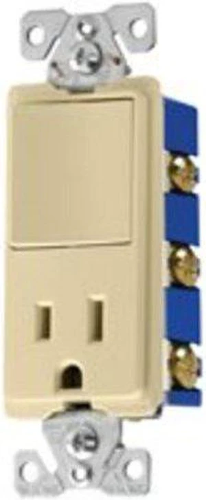 Cooper Wiring Devices 7730V Combination Single Pole Rocker Light Switch and 15A Receptacle, Back & Side Wired, Grounding, Ivory Cooper Wiring Devices 7730V Combination Single Pole Rocker Light Switch and 15A Receptacle, Back & Side Wired, Grounding, Ivory