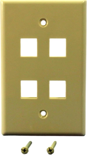 Cooper Wiring Devices 5540V-MSP 1-Gang 4-Port Modular Keystone Data Jack Wallplate, Unbreakable Thermoplastic, Mid-Size, Ivory Cooper Wiring Devices 5540V-MSP 1-Gang 4-Port Modular Keystone Data Jack Wallplate, Unbreakable Thermoplastic, Mid-Size, Ivory