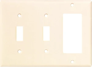 Cooper 2173LA Light Almond Three Gang Combination WallPlate, 2-Toggle 1-Decorator Opening Cooper 2173LA Light Almond Three Gang Combination WallPlate, 2-Toggle 1-Decorator Opening