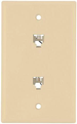 Cooper Wiring Devices 3546-4V Duplex Telephone Jack Wall Plate, 4-Conductor 6-Position, Screw Terminals, Standard Size, Unbreakable Thermoplastic, Ivory Cooper Wiring Devices 3546-4V Duplex Telephone Jack Wall Plate, 4-Conductor 6-Position, Screw Terminals, Standard Size, Unbreakable Thermoplastic, Ivory