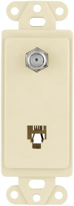 Cooper 3562A Almond Combination Coax Jack and Four Wire Telephone Jack Decorator Wall Plate Insert Cooper 3562A Almond Combination Coax Jack and Four Wire Telephone Jack Decorator Wall Plate Insert