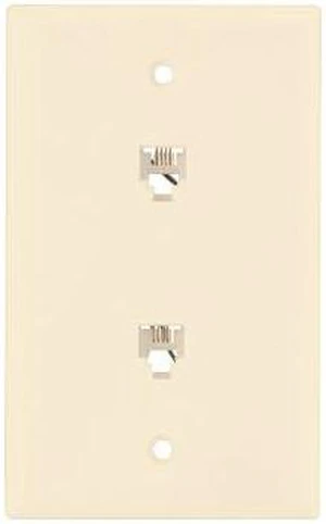 Cooper Wiring Devices 3546-4LA Duplex Telephone Jack Wall Plate, 4-Conductor 6-Position, Screw Terminals, Standard Size, Unbreakable Thermoplastic, Light Almond Cooper Wiring Devices 3546-4LA Duplex Telephone Jack Wall Plate, 4-Conductor 6-Position, Screw Terminals, Standard Size, Unbreakable Thermoplastic, Light Almond