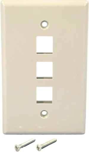 Cooper Wiring Devices 5530GY-MSP 1-Gang 3-Port Modular Keystone Data Jack Wallplate, Unbreakable Thermoplastic, Mid-Size, Gray Cooper Wiring Devices 5530GY-MSP 1-Gang 3-Port Modular Keystone Data Jack Wallplate, Unbreakable Thermoplastic, Mid-Size, Gray
