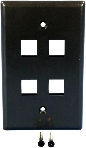 Cooper Wiring Devices 5540BK-MSP 4 Port Flush Modular Wallplate, Black Cooper Wiring Devices 5540BK-MSP 4 Port Flush Modular Wallplate, Black