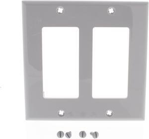 Leviton 80409-NGY 2-Gang Decora GFCI Rocker Switch Wall Plate, Standard Size Cover, Unbreakable Nylon, Device Mount, Gray