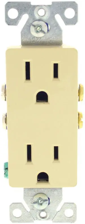 Cooper 1107V Ivory Decorator Duplex Receptacle 15A 125V