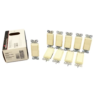 Cooper Wiring Devices 7503A 3-Way Decorator Rocker Light Switch, 15A 120/277V, Back & Side Wired, Grounding, Residential Grade, Almond (Pack of 10) Cooper Wiring Devices 7503A 3-Way Decorator Rocker Light Switch, 15A 120/277V, Back & Side Wired, Grounding, Residential Grade, Almond (Pack of 10)