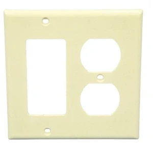 Leviton 80746-A 2-Gang 1-Duplex 1-Decora/GFCI Device Combination Wallplate, Standard Size, Thermoplastic Nylon, Almond Leviton 80746-A 2-Gang 1-Duplex 1-Decora/GFCI Device Combination Wallplate, Standard Size, Thermoplastic Nylon, Almond