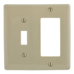 Hubbell NPJ126I Ivory Mid-Size Combination Two Gang One Toggle One Decorator Wall Plate Hubbell NPJ126I Ivory Mid-Size Combination Two Gang One Toggle One Decorator Wall Plate