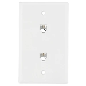 Cooper 3546-4W White Dual Four Wire Telephone Jack Wall Plate Cooper 3546-4W White Dual Four Wire Telephone Jack Wall Plate