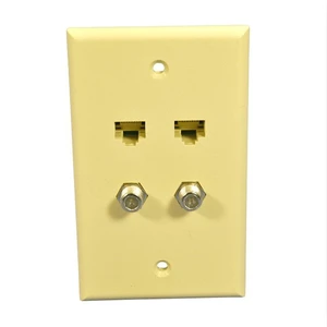 Leviton Ivory 4 port Cat 5e Coax F Type Nylon Wallplate 5EA10-S4I Leviton Ivory 4 port Cat 5e Coax F Type Nylon Wallplate 5EA10-S4I