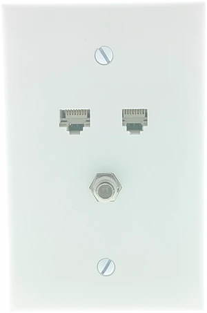 Leviton Midway White 3 Port Cat 5e Coax F Type Phone Nylon Wallplate 5EA10-M3W Leviton Midway White 3 Port Cat 5e Coax F Type Phone Nylon Wallplate 5EA10-M3W