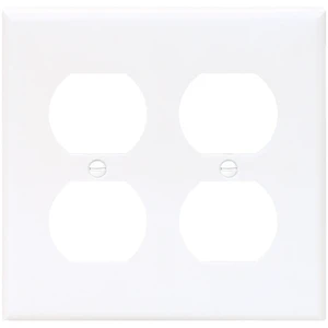 Cooper Wiring Devices 2150W 2-Gang Duplex Receptacle Wall Plate, Standard Size, Thermoset Plastic, White Cooper Wiring Devices 2150W 2-Gang Duplex Receptacle Wall Plate, Standard Size, Thermoset Plastic, White