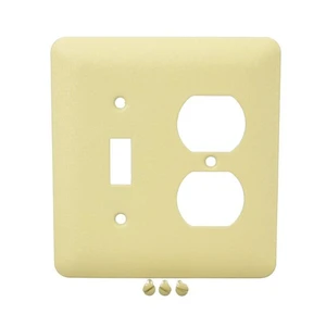 Mulberry 79532 2-Gang Combination Toggle Light Switch & Duplex Receptacle Outlet Wall Plate, Princess Size, Steel with Ivory Wrinkle Finish Mulberry 79532 2-Gang Combination Toggle Light Switch & Duplex Receptacle Outlet Wall Plate, Princess Size, Steel with Ivory Wrinkle Finish
