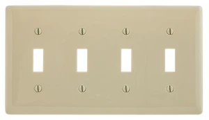 10 Hubbell Wiring Ivory NPJ4I 4-Gang Mid-Size Toggle Switch Wallplate Covers 10 Hubbell Wiring Ivory NPJ4I 4-Gang Mid-Size Toggle Switch Wallplate Covers