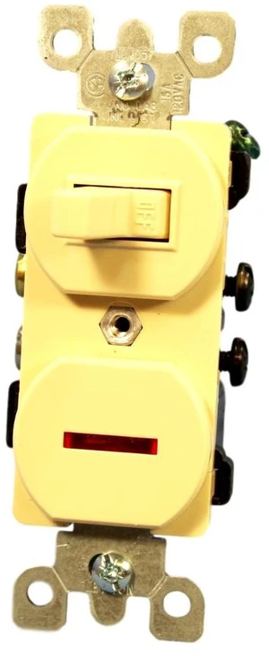 Leviton Ivory Commercial Single Pole Toggle Wall Switch 15A w/ Pilot Light 5226-I Leviton Ivory Commercial Single Pole Toggle Wall Switch 15A w/ Pilot Light 5226-I