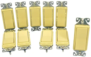 Cooper Wiring Devices 7501V Single Pole Decorator Rocker Light Switch, 15A 120/277V, Back & Side Wired, Grounding, Residential Grade, Ivory (Pack of 10) Cooper Wiring Devices 7501V Single Pole Decorator Rocker Light Switch, 15A 120/277V, Back & Side Wired, Grounding, Residential Grade, Ivory (Pack of 10)