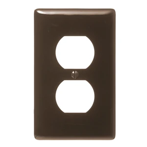 Hubbell NP8 1-Gang Duplex Receptacle Wall Plate, 2.88"w x 4.63"h, Unbreakable Nylon Outlet Cover, Brown Hubbell NP8 1-Gang Duplex Receptacle Wall Plate, 2.88"w x 4.63"h, Unbreakable Nylon Outlet Cover, Brown