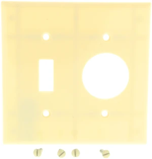 Leviton 86007 2-Gang Combination Toggle Switch Single Receptacle Wall Plate, 1.406" Diameter Outlet Opening, Standard Size, Thermoset Plastic, Ivory Leviton 86007 2-Gang Combination Toggle Switch Single Receptacle Wall Plate, 1.406" Diameter Outlet Opening, Standard Size, Thermoset Plastic, Ivory