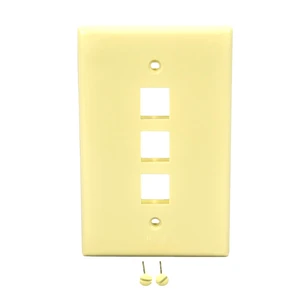 Leviton 41091-3AN 1-Gang 3-Port QuickPort Wallplate, Midway Size, Nylon, Almond Leviton 41091-3AN 1-Gang 3-Port QuickPort Wallplate, Midway Size, Nylon, Almond