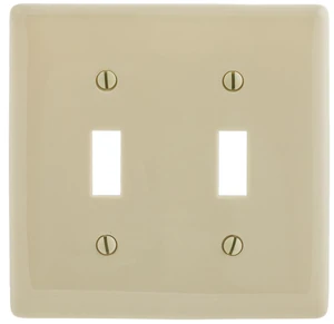 Hubbell NP2I Ivory Nylon Two Gang Toggle Switch Wall Plate Hubbell NP2I Ivory Nylon Two Gang Toggle Switch Wall Plate