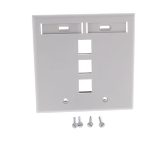Leviton Gray Quickport 3-Port 2-Gang Data Wallplate ID Window 42080-3GP Leviton Gray Quickport 3-Port 2-Gang Data Wallplate ID Window 42080-3GP