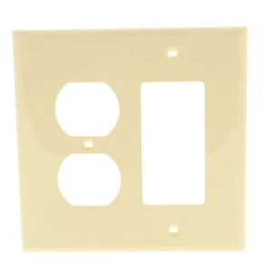 Leviton 2-Gang Combination Duplex Receptacle Outlet & Decora/GFCI/Rocker Switch Wall Plate, Unbreakable Thermoplastic, Midway Size, PJ826-I, Ivory Leviton 2-Gang Combination Duplex Receptacle Outlet & Decora/GFCI/Rocker Switch Wall Plate, Unbreakable Thermoplastic, Midway Size, PJ826-I, Ivory