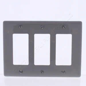 Hubbell NP263GY Gray Mid-Size Nylon Three Gang Decorator Wall Plate Hubbell NP263GY Gray Mid-Size Nylon Three Gang Decorator Wall Plate