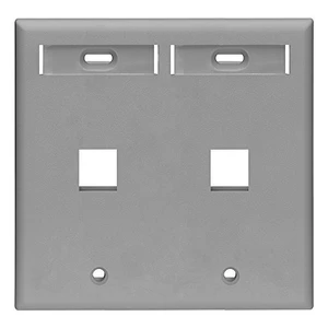 Leviton 2-Port 2-Gang QuickPort Wallplate with ID Windows, 42080-2GP, Gray Leviton 2-Port 2-Gang QuickPort Wallplate with ID Windows, 42080-2GP, Gray
