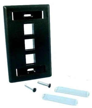 Leviton 1-Gang 3-Port QuickPort Wallplate with ID Windows, 42080-3ES, Black Leviton 1-Gang 3-Port QuickPort Wallplate with ID Windows, 42080-3ES, Black