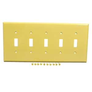 Cooper PJ5V Ivory Mid-Size Unbreakable Five Gang Toggle Light Switch Wall Plate Cooper PJ5V Ivory Mid-Size Unbreakable Five Gang Toggle Light Switch Wall Plate