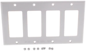 Leviton 4-Gang Decora GFCI Rocker Switch Wall Plate, Standard Size Cover, Thermoset Plastic, Device Mount, 80412-GY, Gray Leviton 4-Gang Decora GFCI Rocker Switch Wall Plate, Standard Size Cover, Thermoset Plastic, Device Mount, 80412-GY, Gray