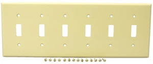 Leviton 82036 Almond Six Gang Toggle Light Switch Wall Plate Leviton 82036 Almond Six Gang Toggle Light Switch Wall Plate