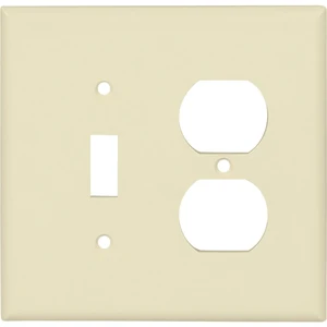 Cooper PJ18A Almond Mid-Size Unbreakable Two Gang One Toggle Switch One Duplex Outlet Wall Plate Cooper PJ18A Almond Mid-Size Unbreakable Two Gang One Toggle Switch One Duplex Outlet Wall Plate