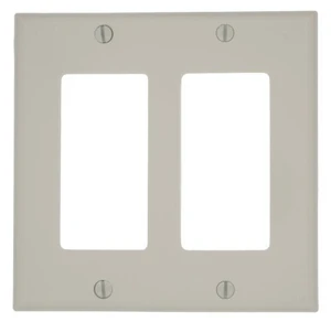 Leviton 2-Gang Decora GFCI Rocker Switch Wall Plate, Standard Size Cover, Unbreakable Nylon, Device Mount, 80409-NT, Light Almond Leviton 2-Gang Decora GFCI Rocker Switch Wall Plate, Standard Size Cover, Unbreakable Nylon, Device Mount, 80409-NT, Light Almond