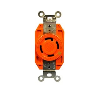 Leviton Locking Receptacle, Rated 125/250V 30A, NEMA L14-30R, Isolated Ground Outlet, 2710-IG, Orange Leviton Locking Receptacle, Rated 125/250V 30A, NEMA L14-30R, Isolated Ground Outlet, 2710-IG, Orange