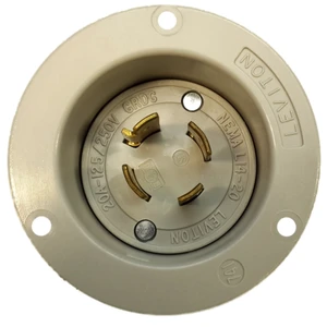 Leviton Gray L14-20R Locking Flanged Inlet Turn Twist Plug 20A 125 250V 2415-GY Leviton Gray L14-20R Locking Flanged Inlet Turn Twist Plug 20A 125 250V 2415-GY