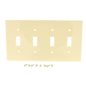 Leviton 80712-I 4-Gang Toggle Switch Wall Plate, Standard Size, Thermoplastic Nylon, Ivory Leviton 80712-I 4-Gang Toggle Switch Wall Plate, Standard Size, Thermoplastic Nylon, Ivory