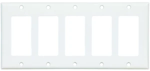 Cooper Wiring Devices 2165W 5-Gang Decorator GFCI Rocker Switch Wall Plate, Thermoset Plastic, Standard Size, White Cooper Wiring Devices 2165W 5-Gang Decorator GFCI Rocker Switch Wall Plate, Thermoset Plastic, Standard Size, White